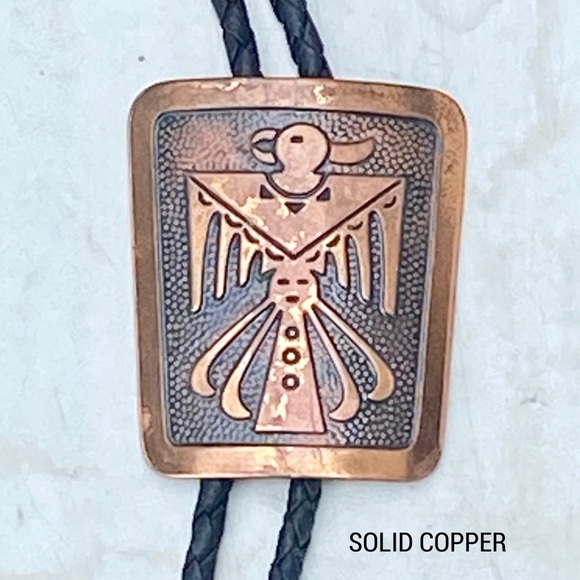 Vintage Bell Trading Post Thunderbird Copper Native American Bolo Tie - Picture 11 of 13